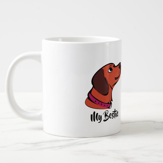 "My Bestie"-kaffe Kopp | Adsible Puppy Gift Jumbo Mugg (Vänster)