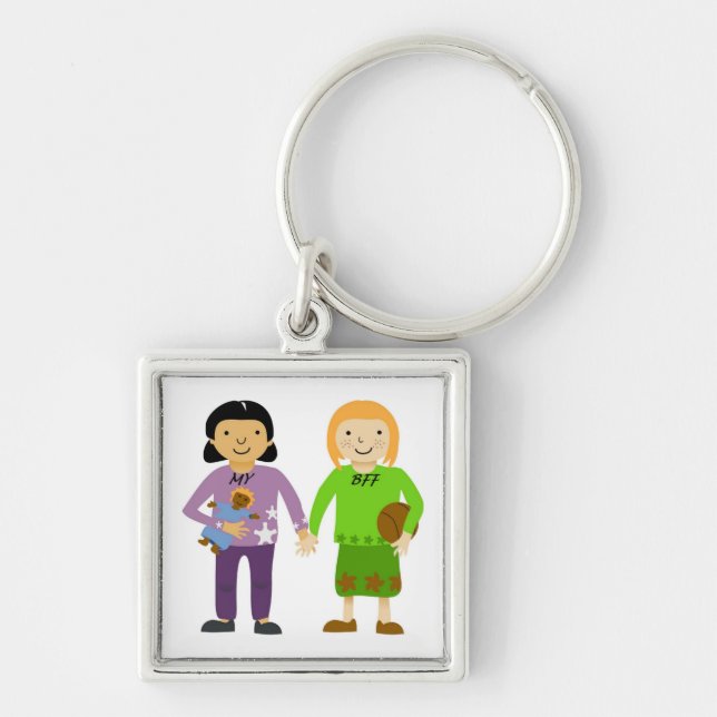MY BFF FYRKANTIG SILVERFÄRGAD NYCKELRING (Framsidan)