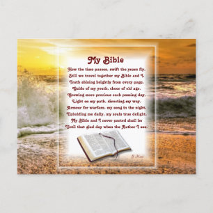 "My Bible" Christian dikt med Sunset Beach Helg Vykort