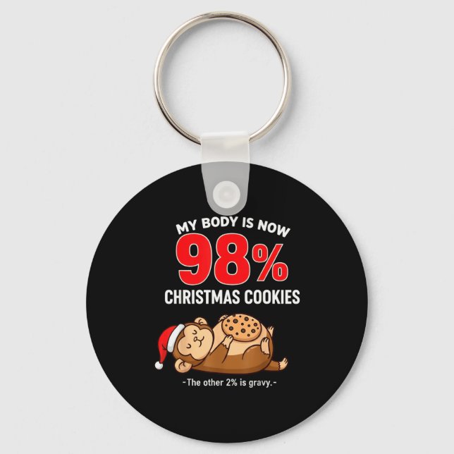 My Body Is 98% Christmas Cookies Funny Monkey Paja Nyckelring (Framsida)