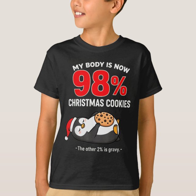 My Body Is 98% Christmas Cookies Funny Penguin Paj T Shirt (Framsida)