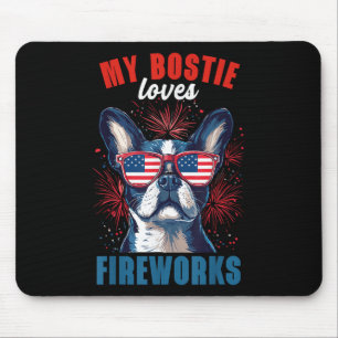 My Boston Terrier Kärlek Fireworks 4:e juli Hund Musmatta