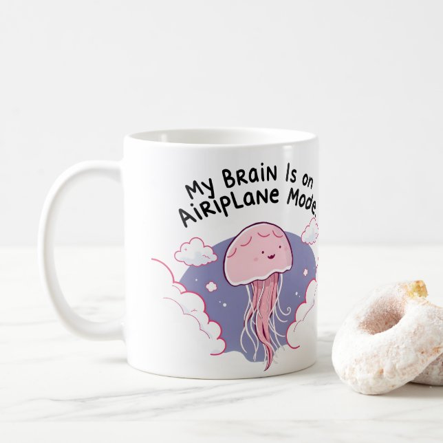 My Brain Airplane Mode Funny Jellyfish Brain Fog  Kaffemugg (Med munk)