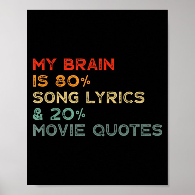 My Brain Is 80% Song Lyrics &amp; 20% Movie Quotes Poster (Framsidan)