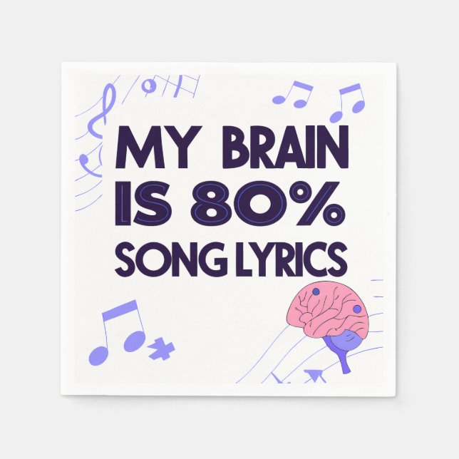 "My Brain Is 80% Song Lyrics" Graphic Pappersservett (Framsidan)