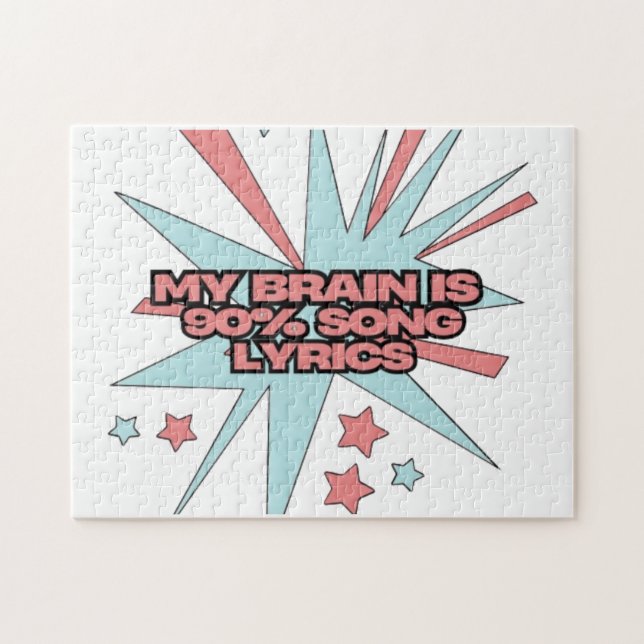 My Brain is 90% Song Lyrics – Funny Retro Pop Art Pussel (Horisontell)