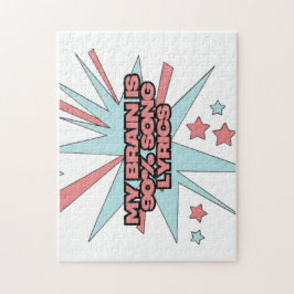 My Brain is 90% Song Lyrics – Funny Retro Pop Art Pussel