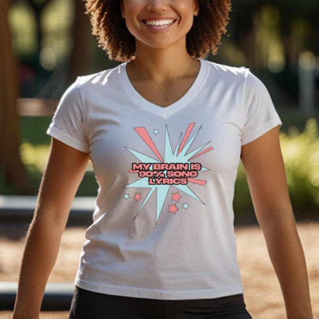 My Brain is 90% Song Lyrics – Funny Retro Pop Art T Shirt (Skapare uppladdad)