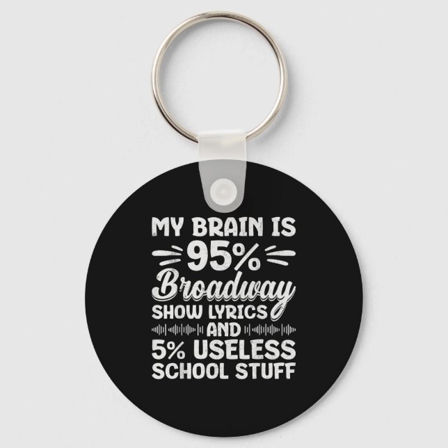 My Brain Is 95% Broadway Lyrics Nerd Musical Theat Nyckelring (Framsida)