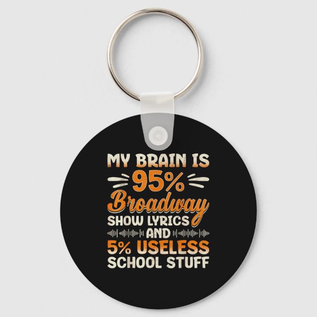 My Brain Is 95% Broadway Lyrics Nerd Musical Theat Nyckelring (Framsida)