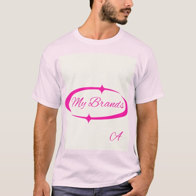 My Brands" Rosa Oval Logotyp Herr T-Shirt (Framsida)