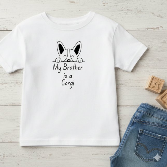 'My Brother is a Corgi' Playful Dog Loving Family T Shirt (Skapare uppladdad)