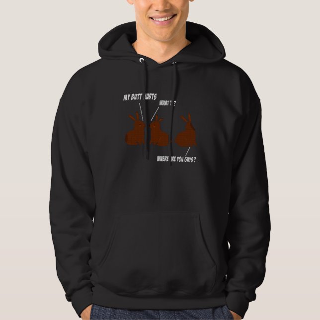 My Butt Hurts  Easter Chocolate Bunny Meme Joke Hoodie (Framsida)