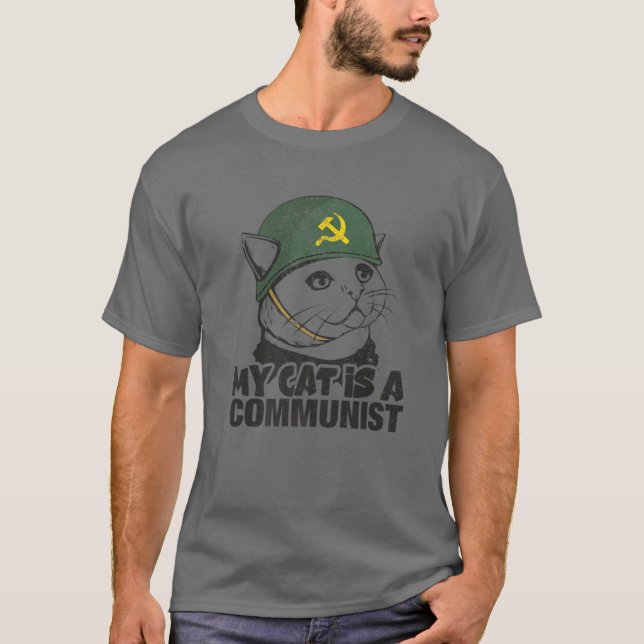 My Cat Is A Communist T Shirt (Framsida)