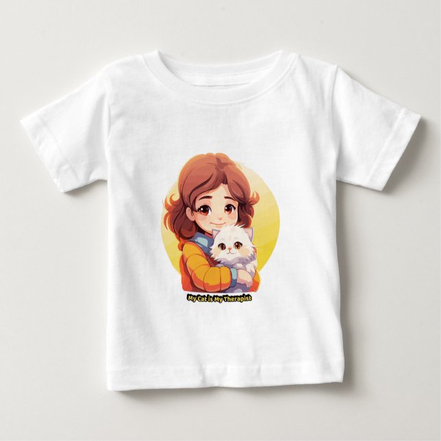 My Cat is My Therapist – Cute Comfort Cat  T Shirt (Framsida)