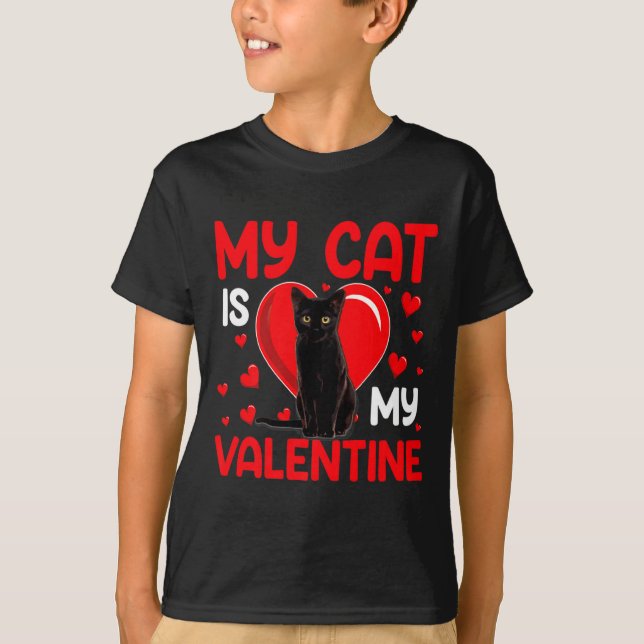My Cat Is My Valentine Paw Heart Cat Owner Valenti T Shirt (Framsida)