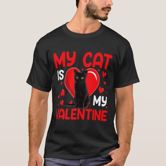 My Cat Is My Valentine Paw Heart Cat Owner Valenti T Shirt (Framsida)