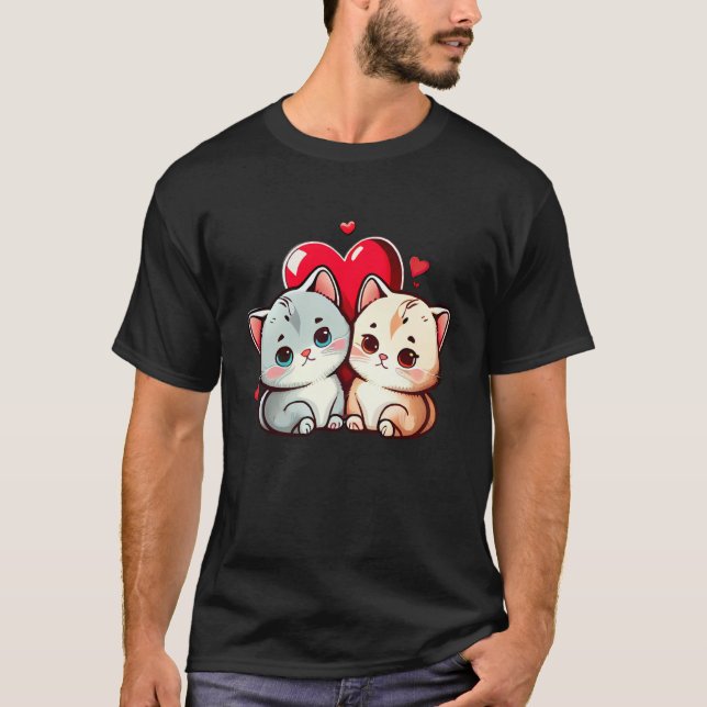 My Cat Is My Valentine Paw Heart Cat Valentine Day T Shirt (Framsida)