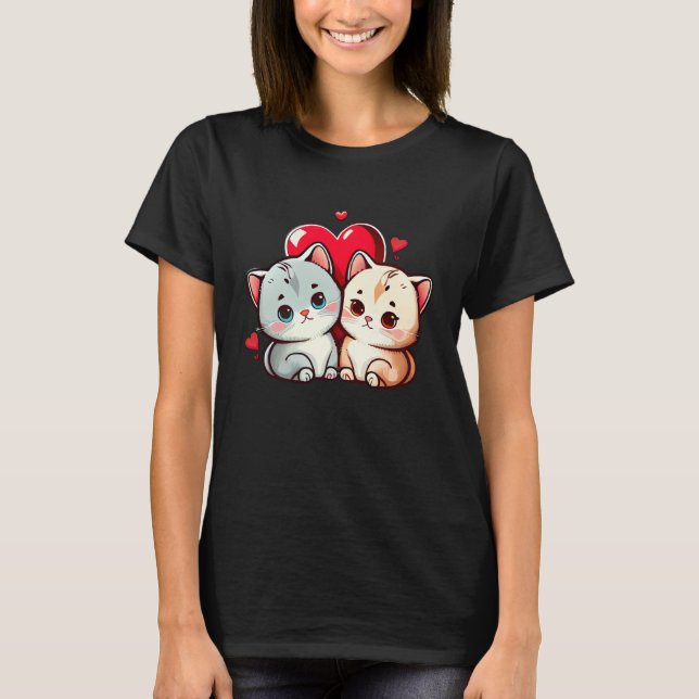 My Cat Is My Valentine Paw Heart Cat Valentine Day T Shirt (Framsida)