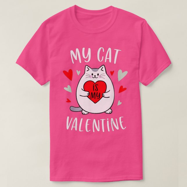My Cat Is My Valentines Kitten Lover Heart Valenti T Shirt (Design framsida)