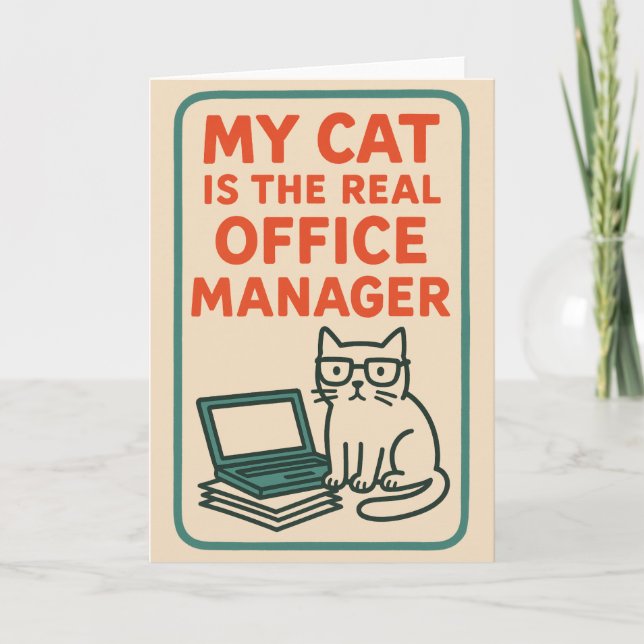 My Cat Real Office Manager – Funny Work From home Kort (Framsida)