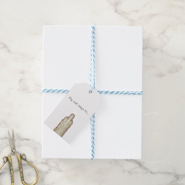 My Cat Says Hi... Presentetikett (With Twine)