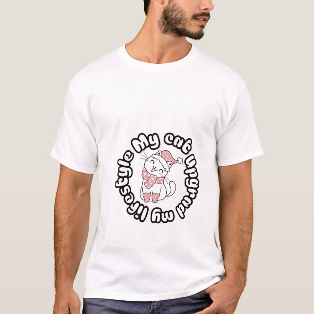 My Cat Upgraded My Lifestyle – Cute Cat Design T Shirt (Framsida)