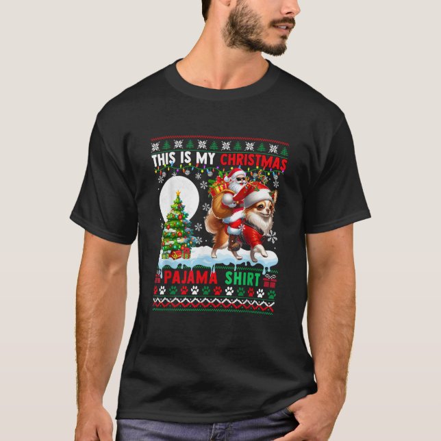 My Christmas Pajama Santa Reindeer Chihuahua Sweat T Shirt (Framsida)