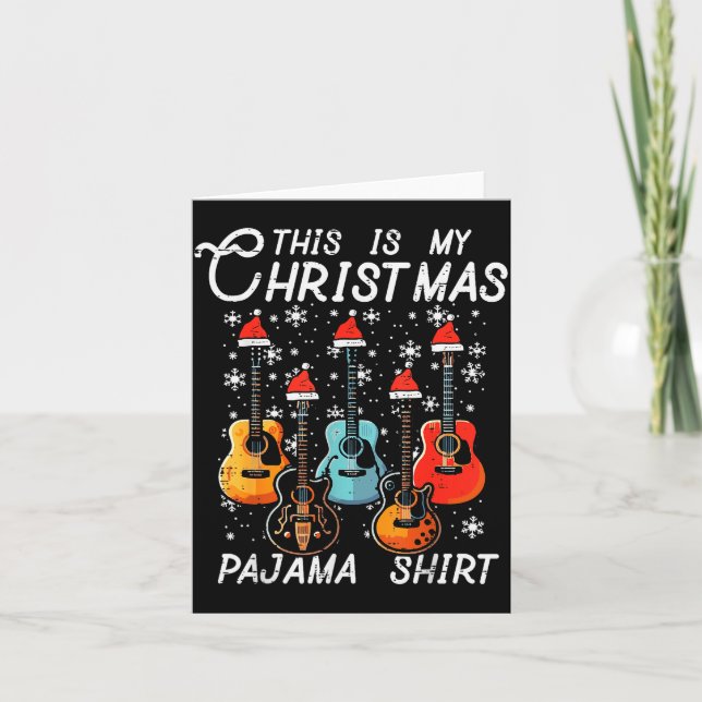 My Christmas Pajama Shirt Guitars Xmas Rock Men Bo Kort (Framsida)