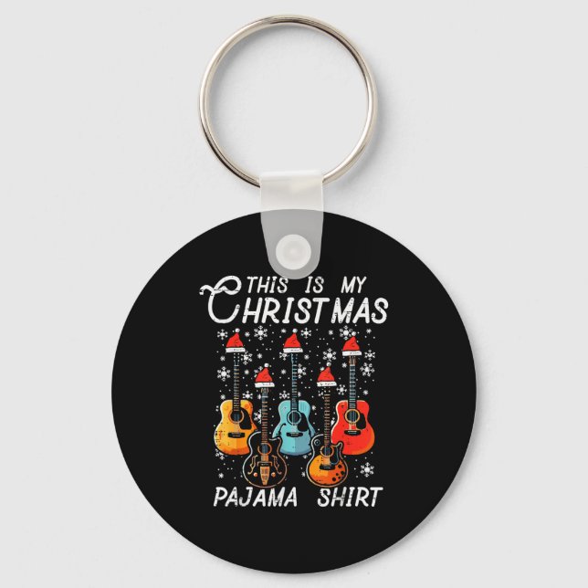 My Christmas Pajama Shirt Guitars Xmas Rock Men Bo Nyckelring (Framsida)