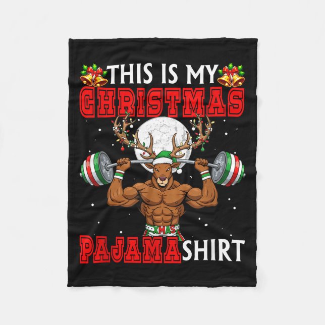 My Christmas Pajama Shirt Reindeer Muscle Weightli Fleecefilt (Framsidan)