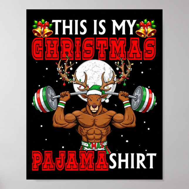 My Christmas Pajama Shirt Reindeer Muscle Weightli Poster (Framsidan)