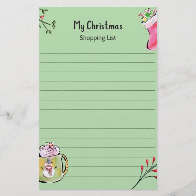 My Christmas Shopping List Brevpapper (Framsida)
