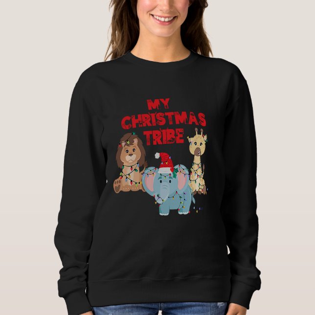 My Christmas Tribe Holiday Animals T Shirt (Framsida)