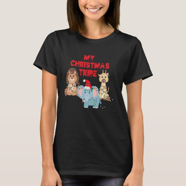 My Christmas Tribe Holiday Animals T Shirt (Framsida)