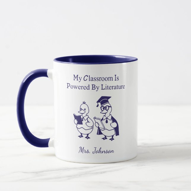 My Classroom Powered By Literature Teacher Design Mugg (Vänster)