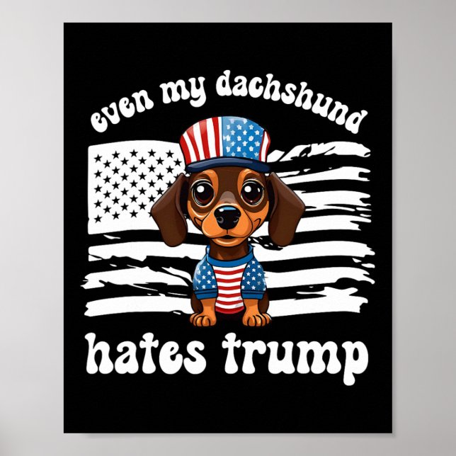 My Dachshund Hates Trump Hundar Kamala Harris Vote Poster (Framsidan)