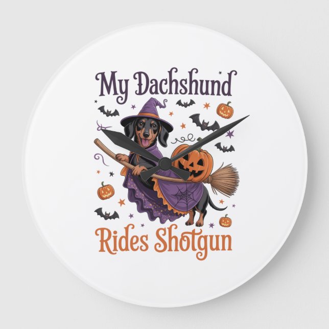 My Dachshund Rides Shotgun Stor Klocka (Framsida)