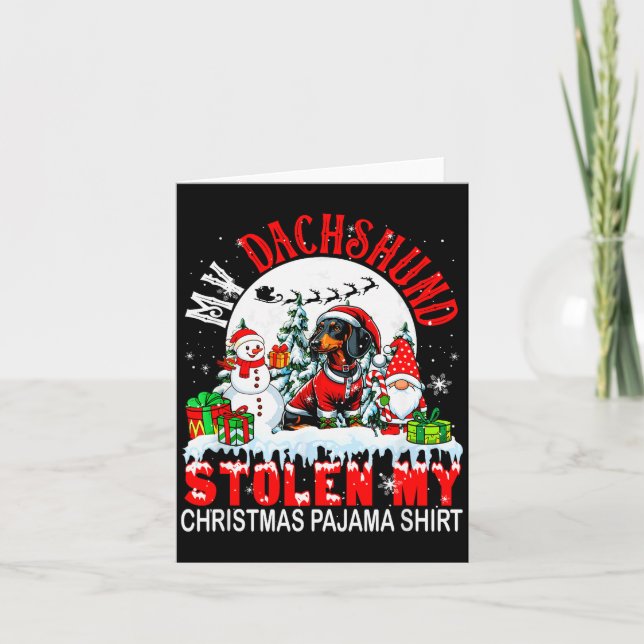 My Dachshund Stolen My Christmas Pajama Shirt Sant Kort (Framsida)