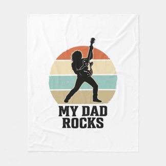 My Dad Rocks Vintage Guitar Sunset Shirt Design_1 Fleecefilt