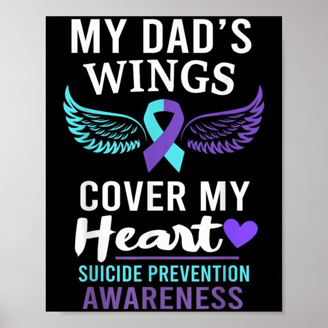 My Dad's Wings Cover Heart Suicide Awareness Ribbo Poster (Framsidan)