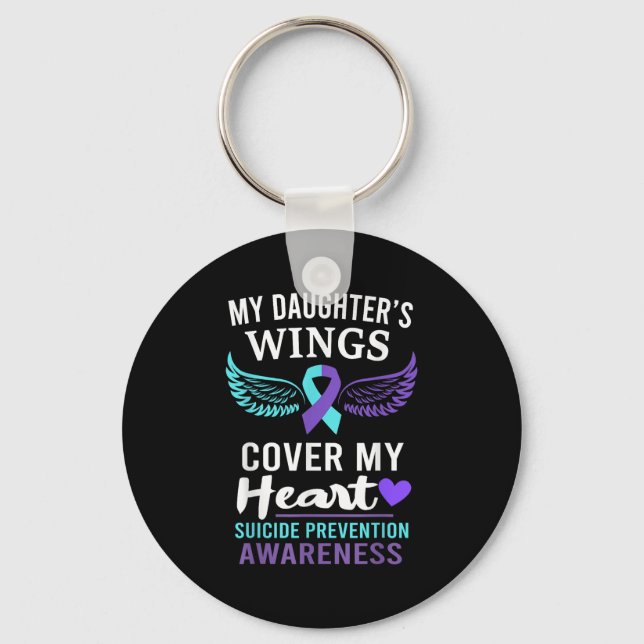 My Daughter's Wings Cover Heart Suicide Awareness  Nyckelring (Framsida)