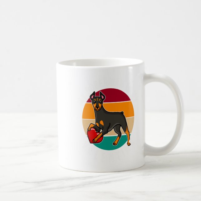 My Doberman Is My Valentine Heart Retro Sunset Dog Kaffemugg (Höger)