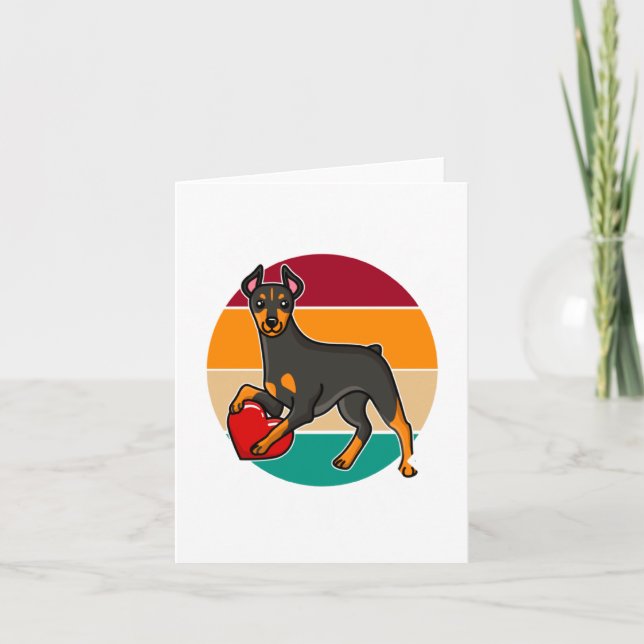 My Doberman Is My Valentine Heart Retro Sunset Dog Kort (Framsida)