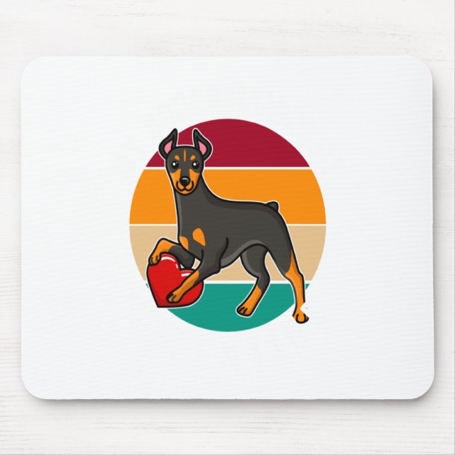 My Doberman Is My Valentine Heart Retro Sunset Dog Musmatta (Framsidan)