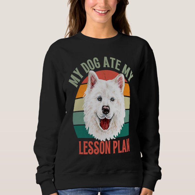My Dog Ate My Lesson Plan Retro Samoyed Dog Teache T Shirt (Framsida)
