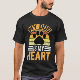 My Dog Is My Heart – Retro Paw Print Dog Lover T Shirt