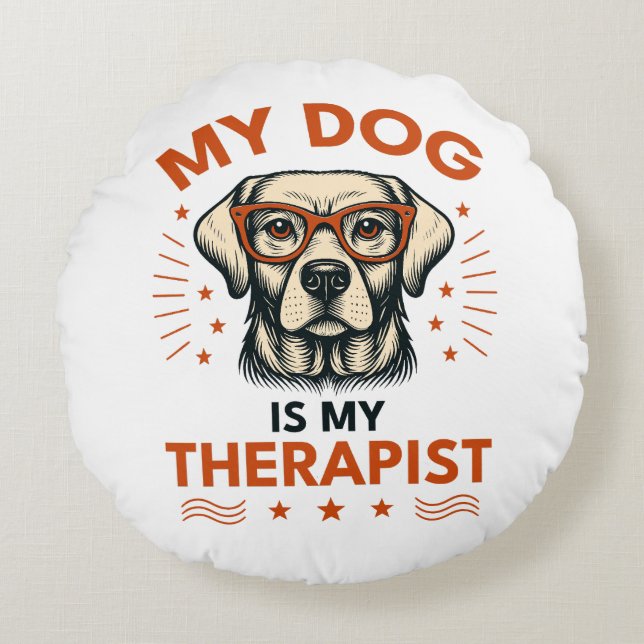 My dog is my therapist rund kudde (Framsidan)