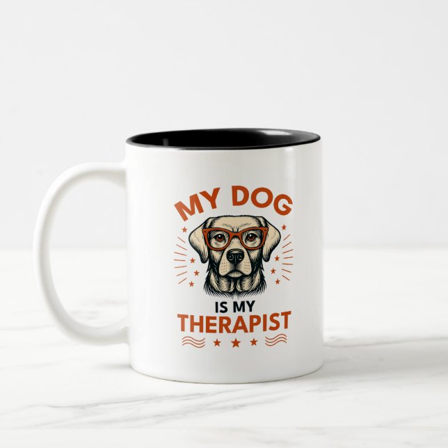My dog is my therapist Två-Tonad mugg (Vänster)