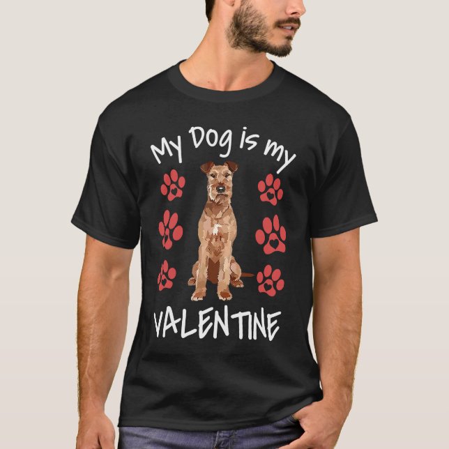 My Dog Is My Valentine Cute Irish Terrier Dog Paw  T Shirt (Framsida)